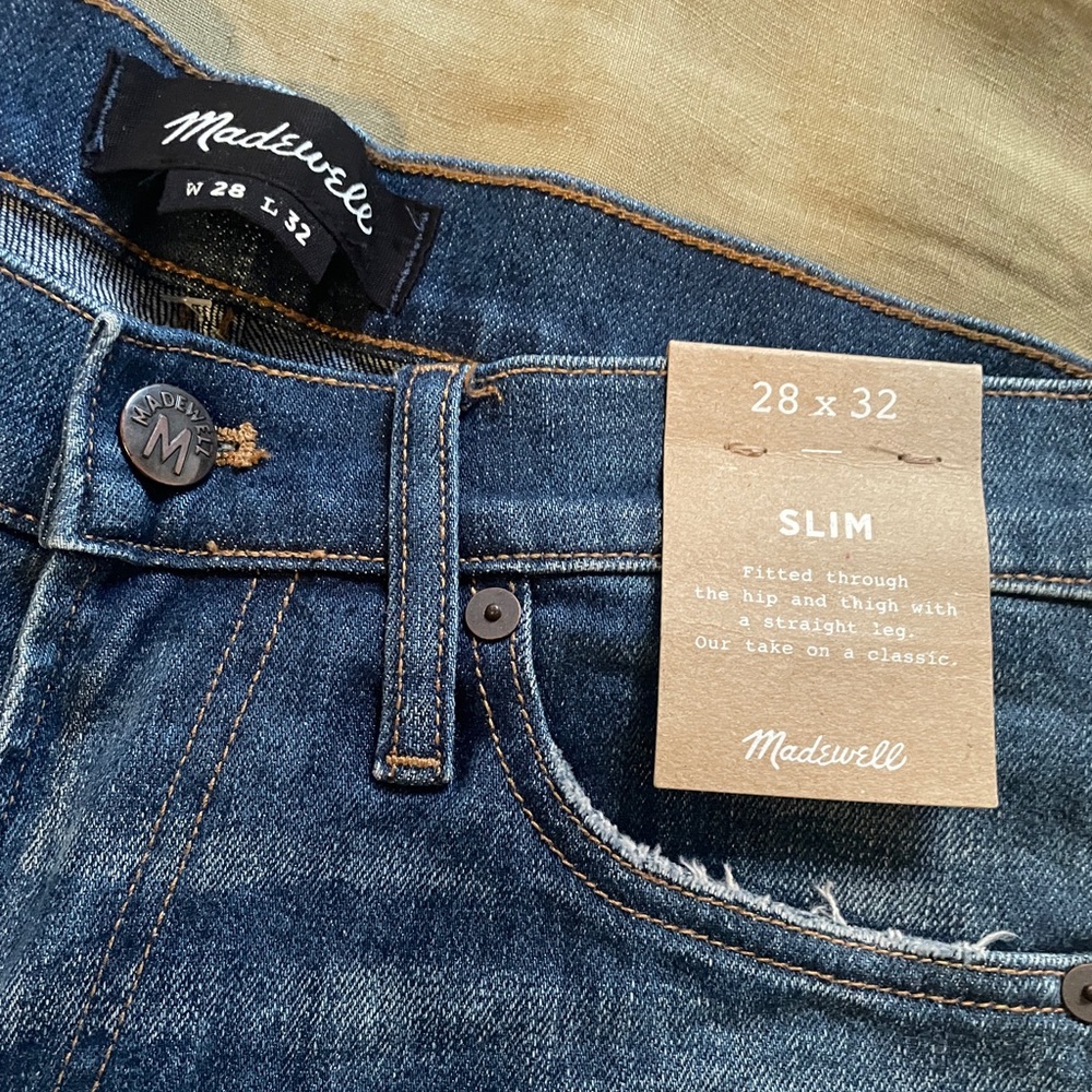 NWT Men’s Madewell Slim Jeans 28” x 32”